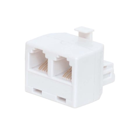 Quest Technology International Telephone Duplex Adapter, Rj11, 6P4C, Straight-Wired - White NTC-2422